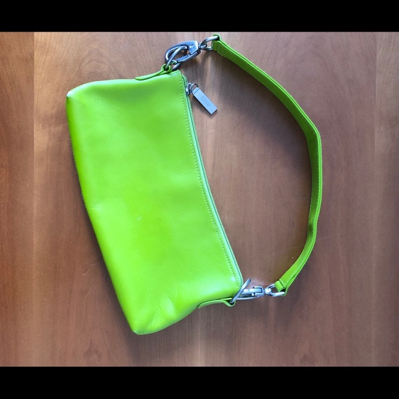 bright green clutch bag